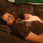 Marley and daddy after a long night lol