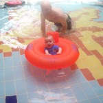 shea and his daddy loving the pool..