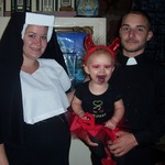 I was a pregnant nun, Kaitlyn was a little devil and Bryan was a priest carrying a beer bottle lol