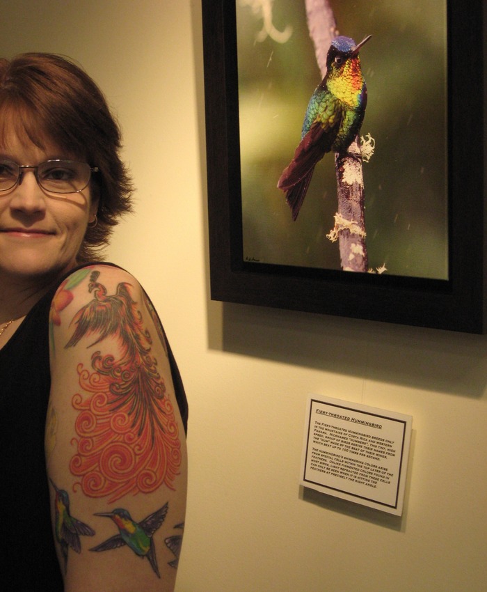 Me and my phoenix and humming bird tattoos
