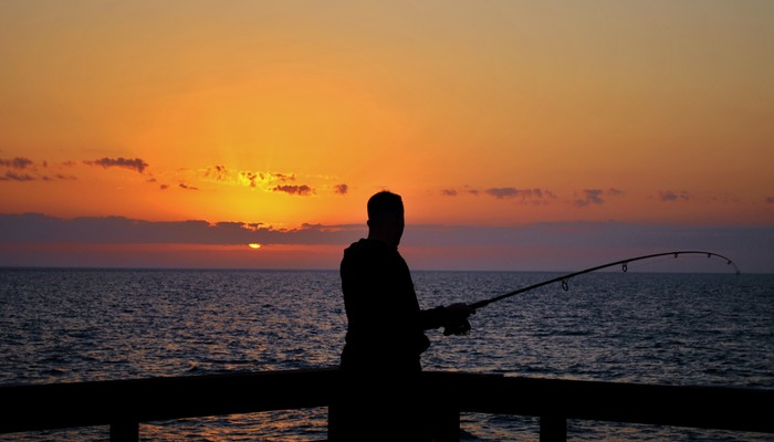 One of our Marines, Fishing at Sunset 