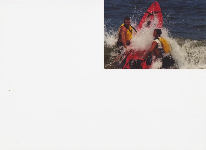 My brother-in-law attempting to kayak at Virginia Beach. Was not pretty!!!!