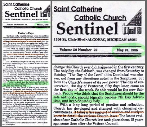  "Pastor's Page," Saint Catherine Catholic Church Sentinel (May 21, 1995).