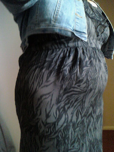 7 weeks 6 days!! - i've pulled my dress in so u can see it better!!