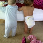 regan & ava standing :D clever babies. 4&half months