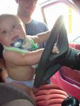 playing in Daddys truck