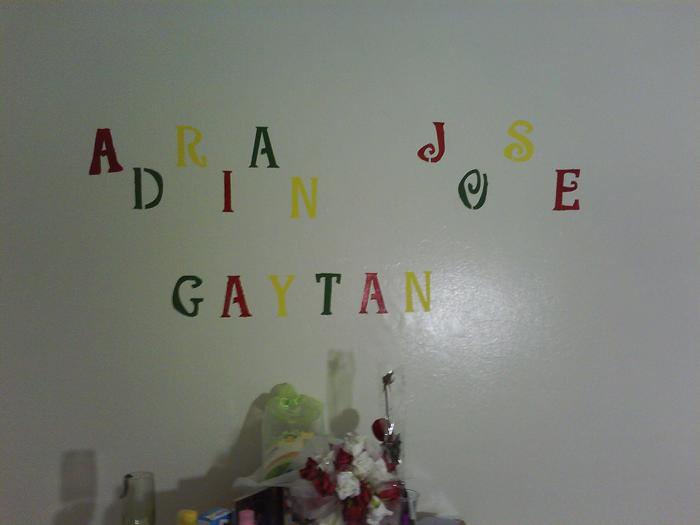 Husband and I painted his name in His Room'