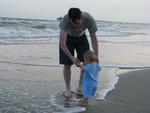 Levi, touching the Atlantic Ocean for the first time ever!