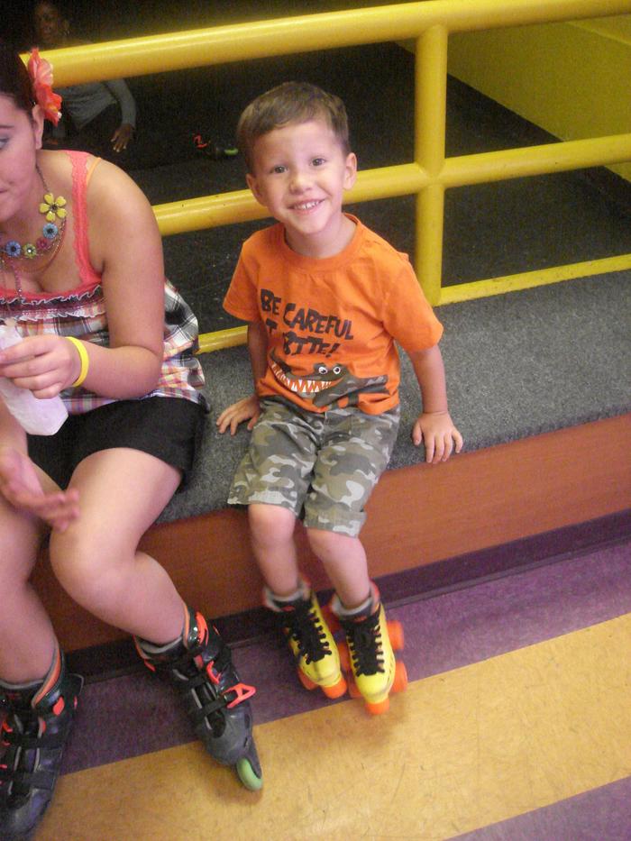 my oldest son Gabriel roller skating for the first time