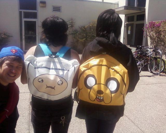 me and my best friend with Adventure Time backpacks! KAPOWPOW!