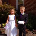Flower girl and ring boy! my son is so big for his age..my flower girl is 5 and my son is 4