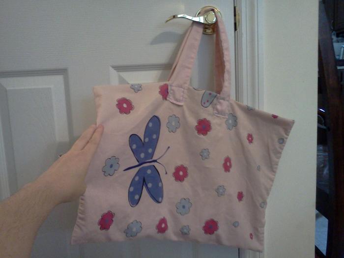 reusable grocery tote made from pillow case