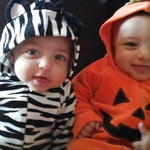 Our first Halloween! Charlie is the zebra :)