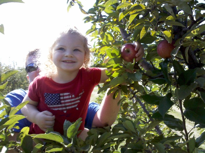 Jaycie having fun at the apple orchard