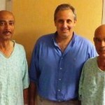 Arnon Krongrad with two brothers after prostate removal.