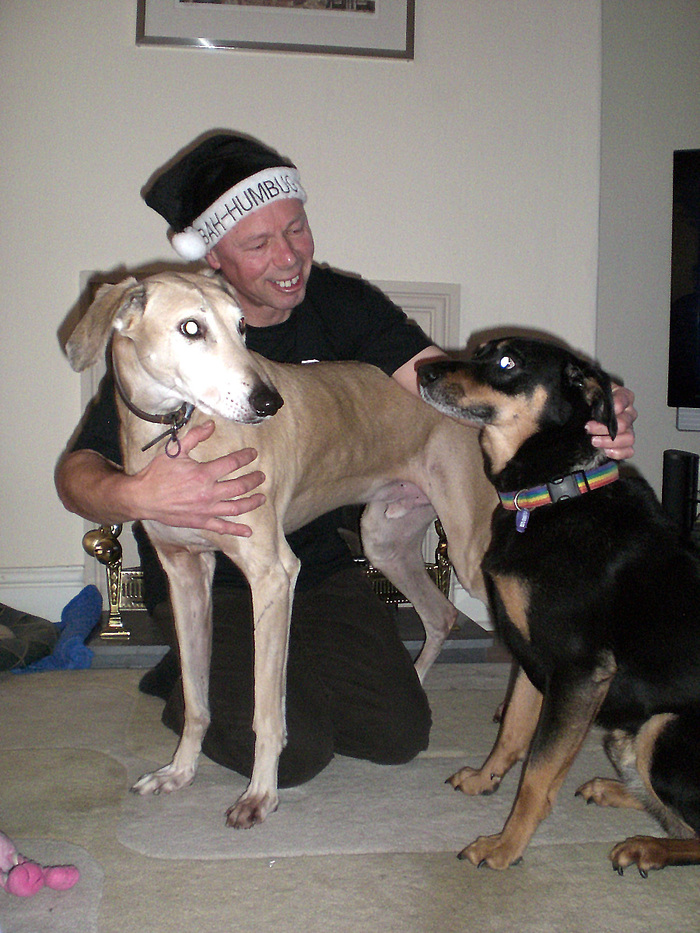 My last cuddle with Ripa the greyhound before he went back home, having stayed with us for Xmas.