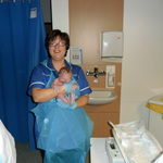 my new daughter with my wonderful midwife