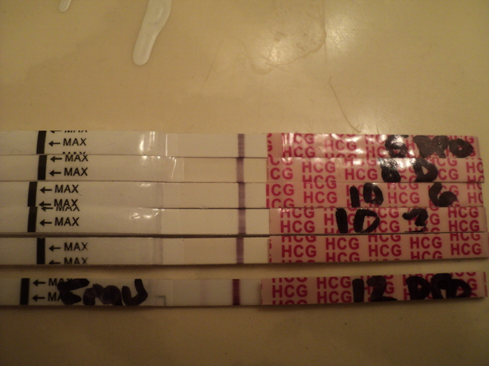 HCG tests 6dpo-12dpo The 12dpo test is closer to the 5 min mark in this one