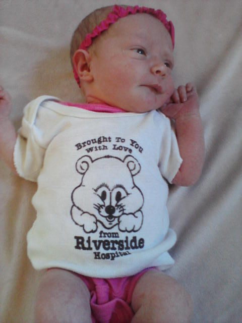 Harper in my hospital baby shirt!