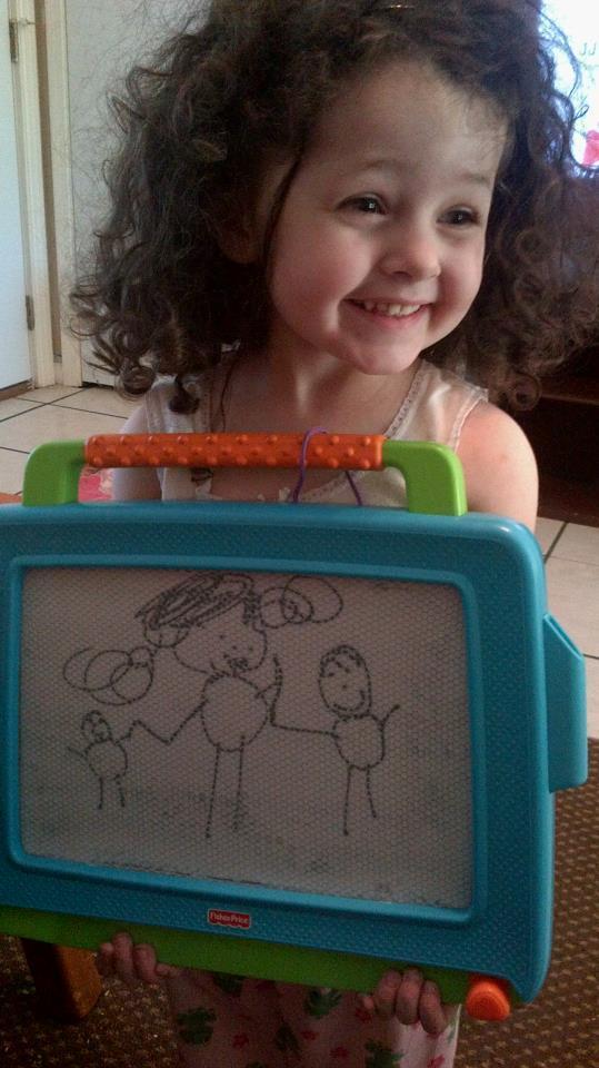 sissy drew a picture of all the siblings playing happily :-) (holding hands, so cute! - she's 3.5yrs
