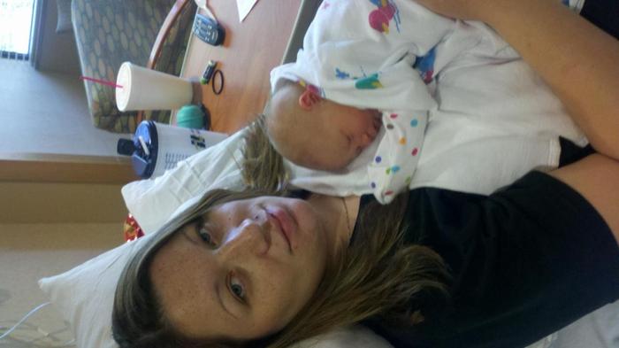 mommy and Kynley at the hospital..so wore out! Lol