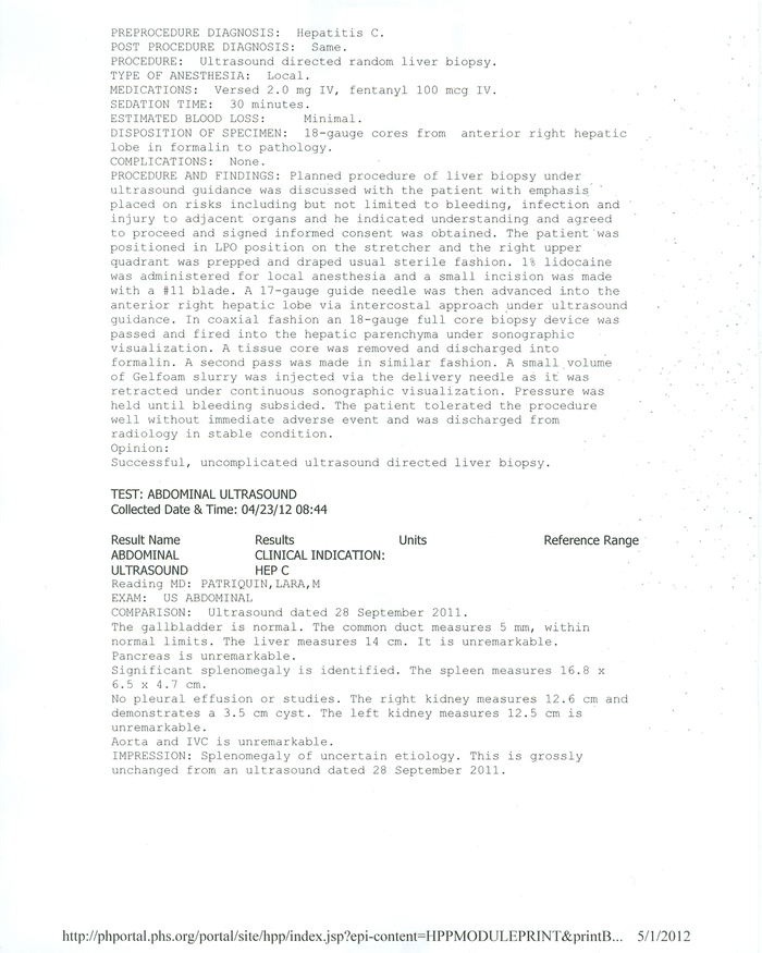 Sentinel13's Biopsy Report (2012) Page 2 of 2 (Includes Ultrasound Report)