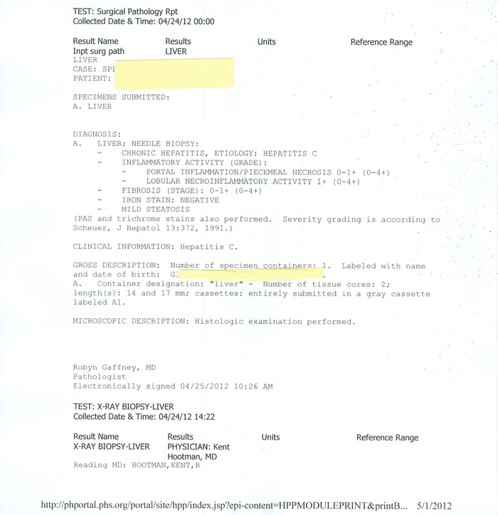 Sentinel13's Biopsy Report (2012) Page 1 of 2