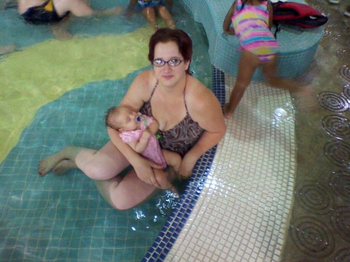 Hailey's first swim