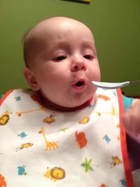 very first time eating cereal! 