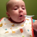 very first time eating cereal! 