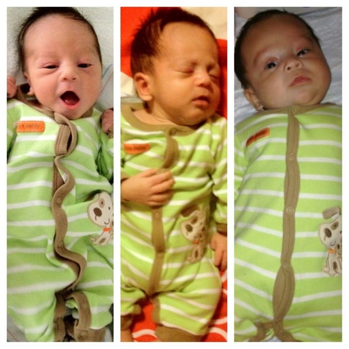 newborn, one month and two months old