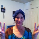 Me wearing my turban after losing hair to chemo. 