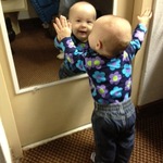 Checking herself out at the hotel