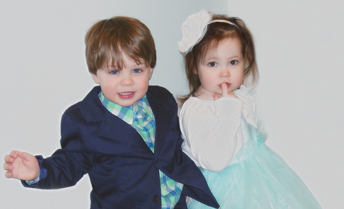 Trying on Easter Clothes - Next time I'll brush their hair...maybe :]