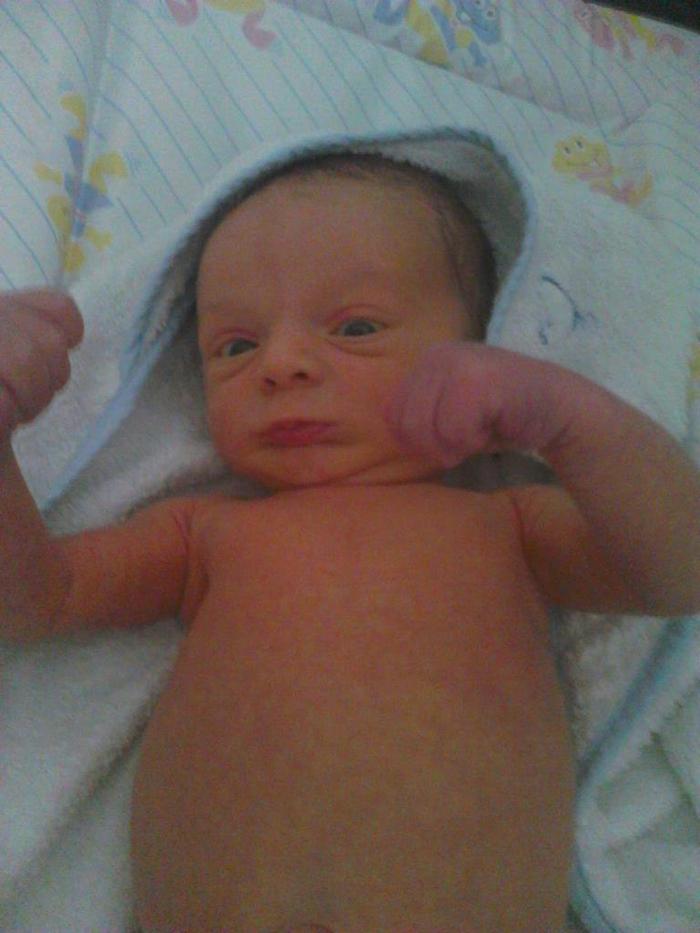 my boy after one of his first baths 5 days old