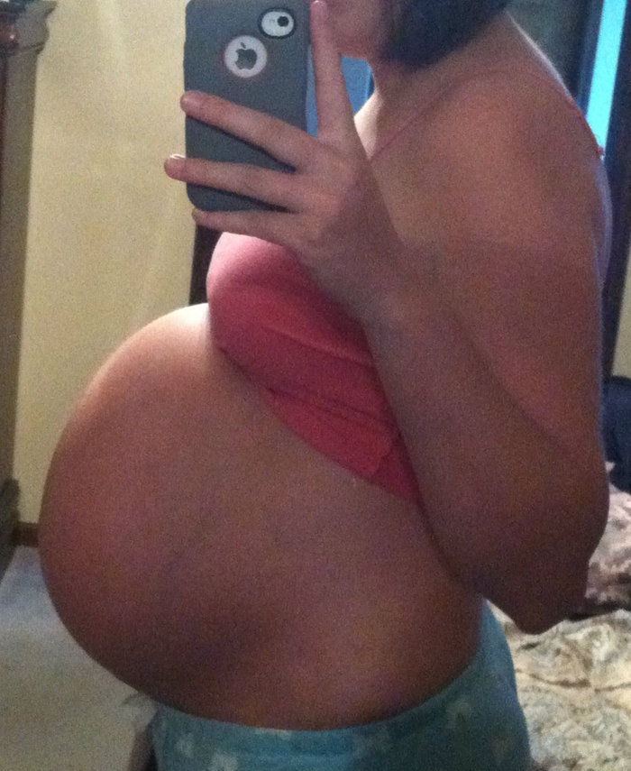 36 weeks bare belly! She's running out of room!!! :P