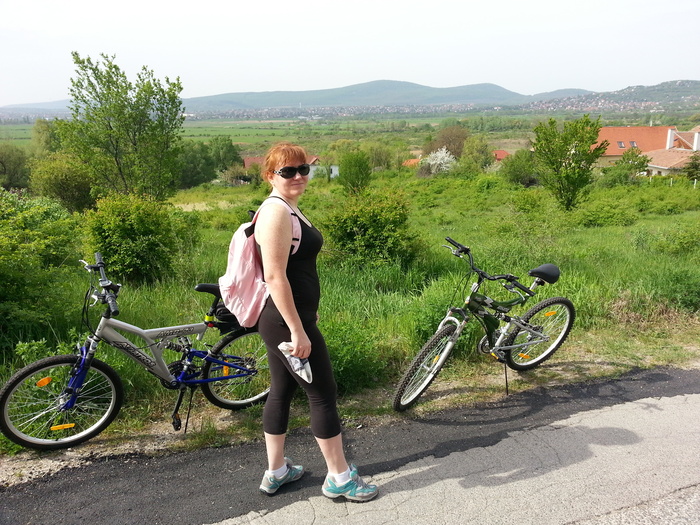 Bike trip - our town in the background 