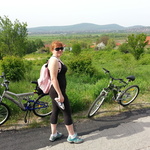 Bike trip - our town in the background 