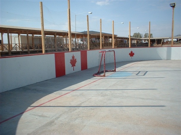 Our hockey rink in Kandahar, Afghanistan.  Uber pimp!