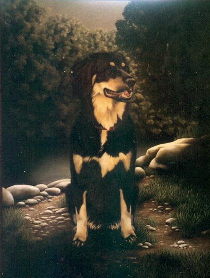 painting on canvas.my dog Comet-deceased