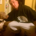 My hubby n ceaser our dog