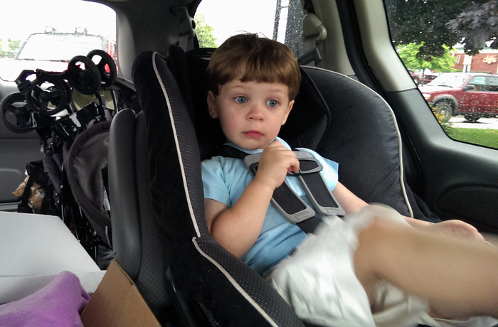 Mr. Handsome crusing around with Mommy :) His skin is smooth as silk right now and less puffy eyed! 