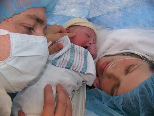 Logan( about 3mins  old) with mommy and daddy
