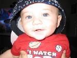 My little grandson Zac whearing his unkle's hat 