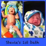 He did not like his first bath lol