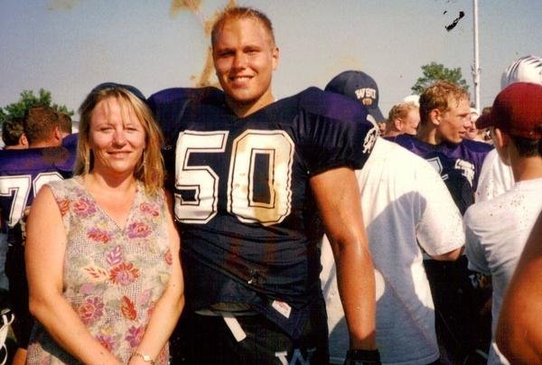 Mom & I after a game. College..The good ol days