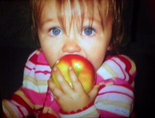 Cameron eating an apple 