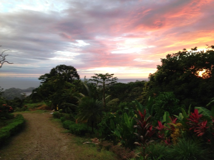 Sun setting front yard Costa Rica