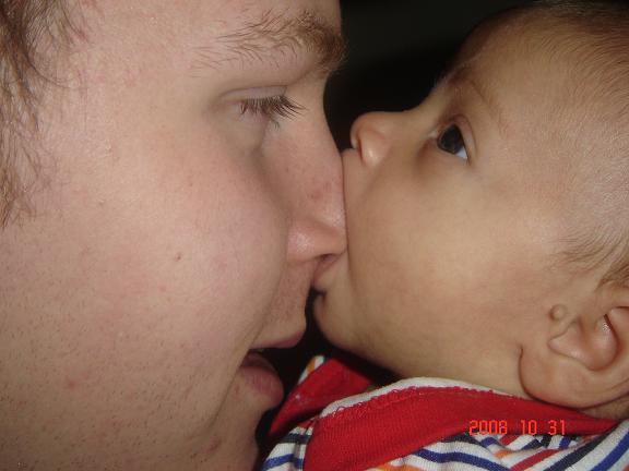 sucking on daddy;s nose lol