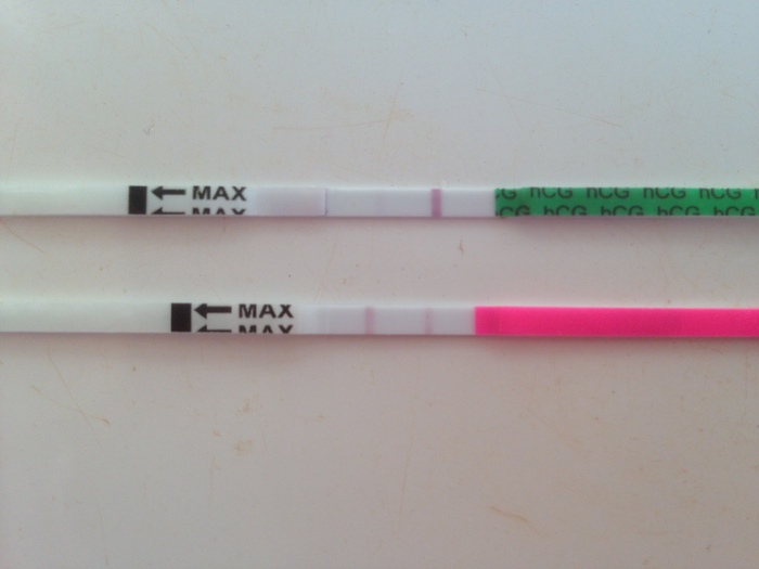 Pink one is OPK & Green is HCG